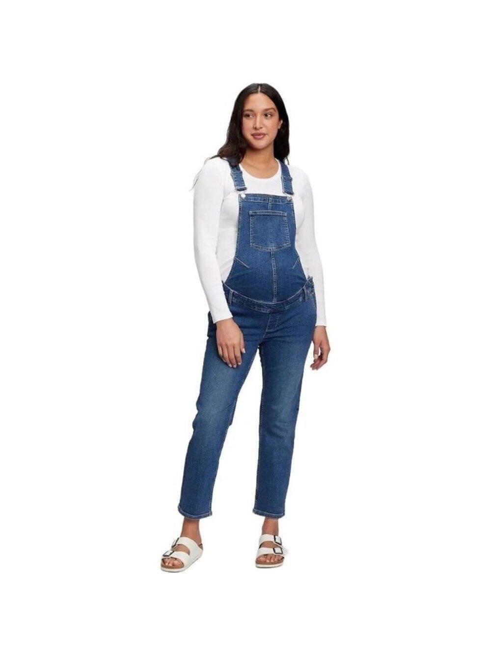 GAP Maternity Bib Overalls Denim with Stretch - Large